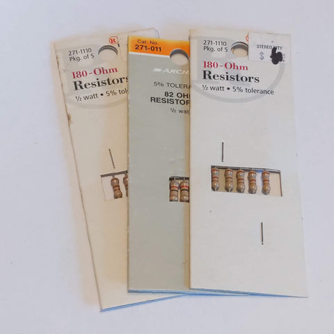 Radio Shack NOS 82 Ohm, 1/2 Watt, 5% Tolerance Resistors (Quantity: 20)