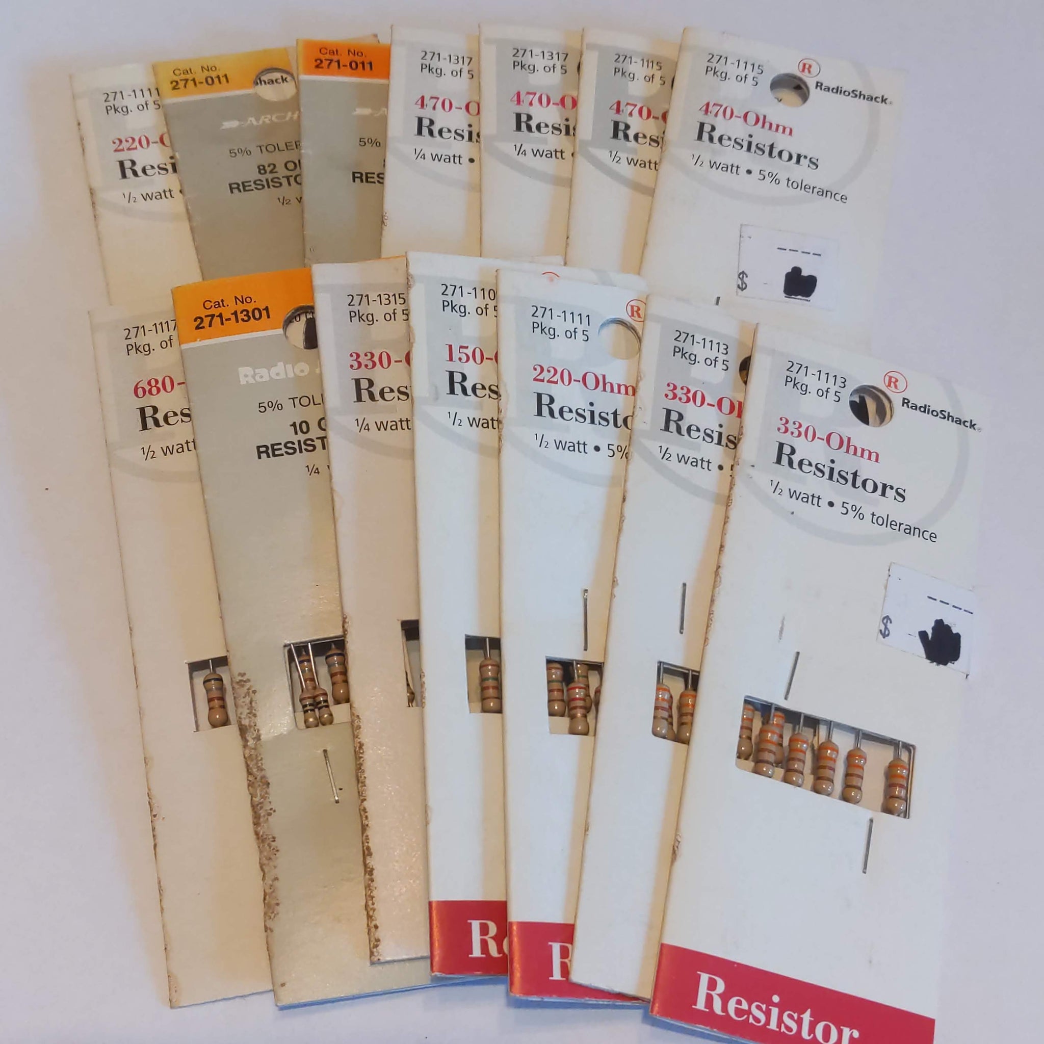 76 Radio Shack NOS Resistors, See Listing For Values And Counts