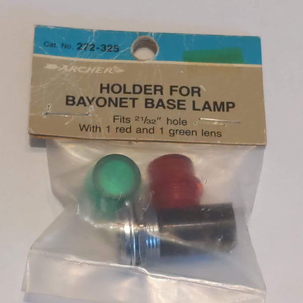 Bayonet Base For Lamps Holder With Red/Green Lens, NOS Radio Shack