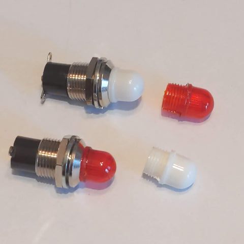 Radio Shack Subminiature Lamp Base, Qty: 2, Red And White Lens