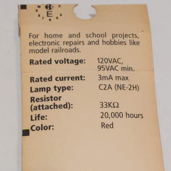 Radio Shack Red Lamp Type C2A With Dropping Resistor, Qty:3
