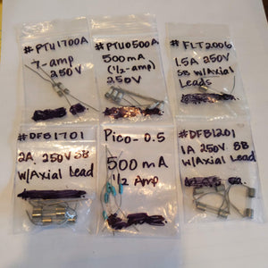 Lot of 40+ Pico/Axial Lead Fuses, See List And Photos