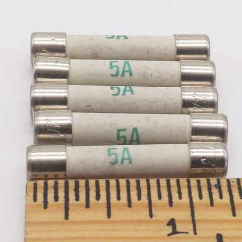 Littelfuse 5A 250V Fast Blow Ceramic Fuses, Quantity of 5, 1.25" Long