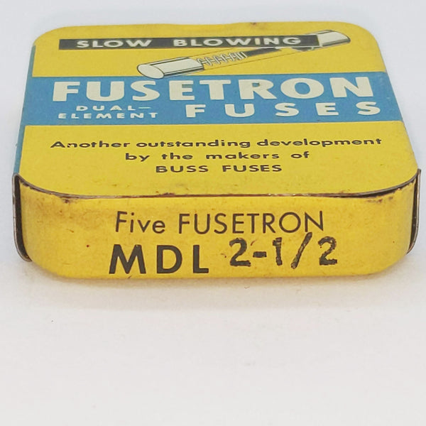 Fusetron/Buss MDL 2 1/2 Fuses, Box of 5, Slow Blow, USA, 1.25", 250V