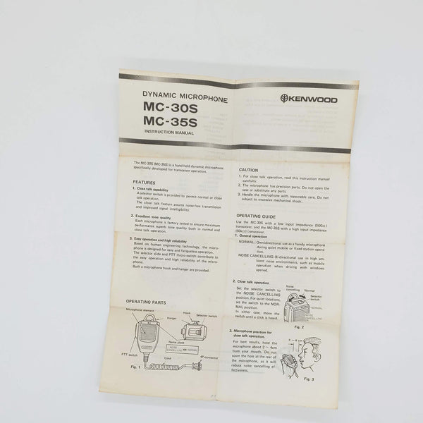 Kenwood MC-35S Microphone, NOS, Paperwork