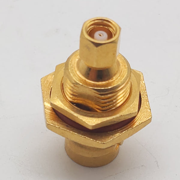 Sealectro 50-077-6801 Gold BNC-F To SMC-F Adapter, Panel Mount