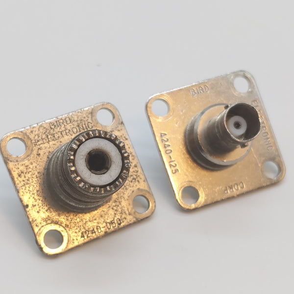 Bird Meter Side Coax Connectors, 1 BNC, 1 SO-239, (Two Total)