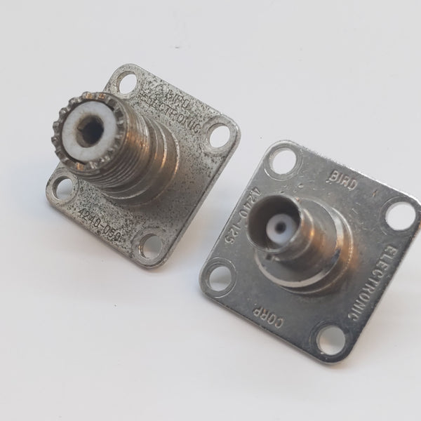 Bird Meter Side Coax Connectors, 1 BNC, 1 SO-239, (Two Total)