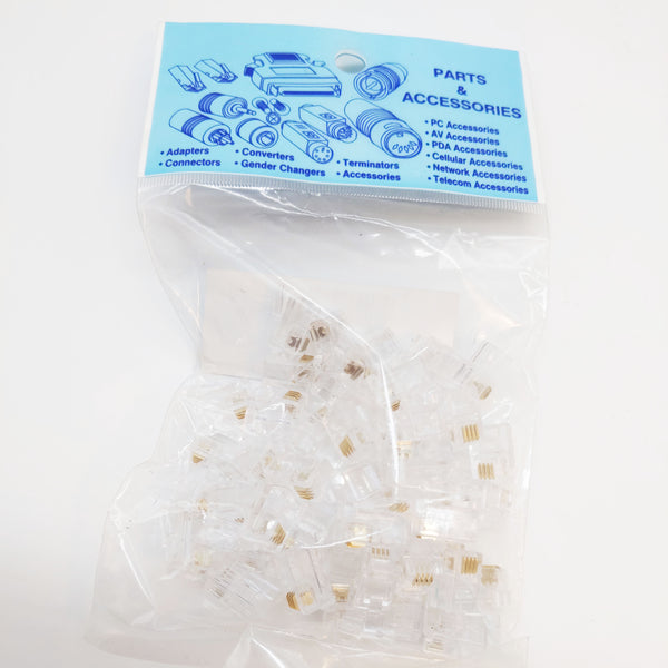 50 Pieces of RJ22 Modular Plug, Sealed Bag, Made in Taiwan