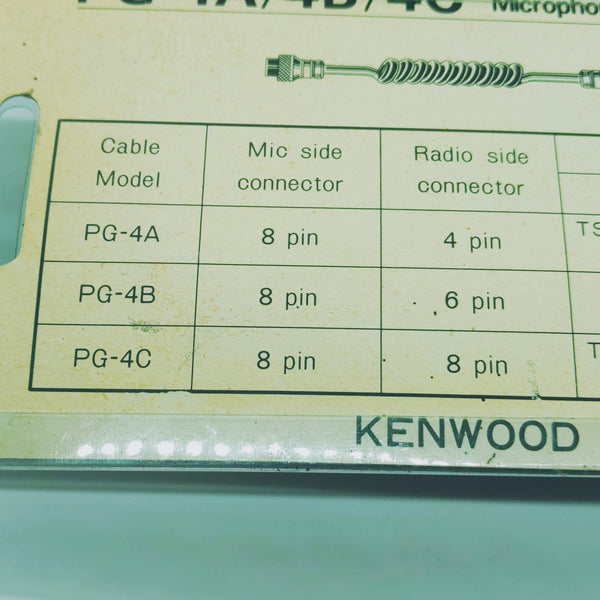 Kenwood PG-4B Mic Cable For MC-60A Mics