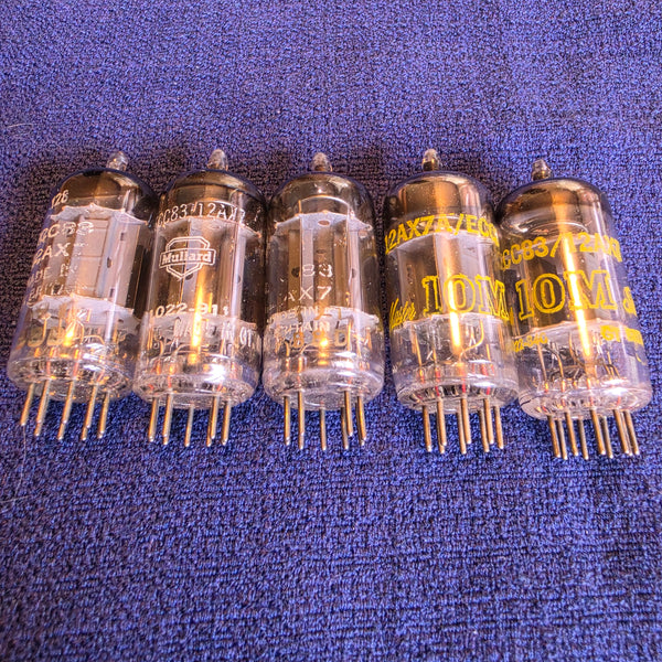 Mullard 12AX7 Tubes, Lot Of 5, Used, See Details In Listing, Hickok Tested