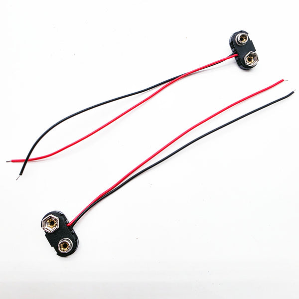 Two 9V Battery Clips (IMPROVED) With 6" Pigtail/Lead, USA Shipper, Durable End