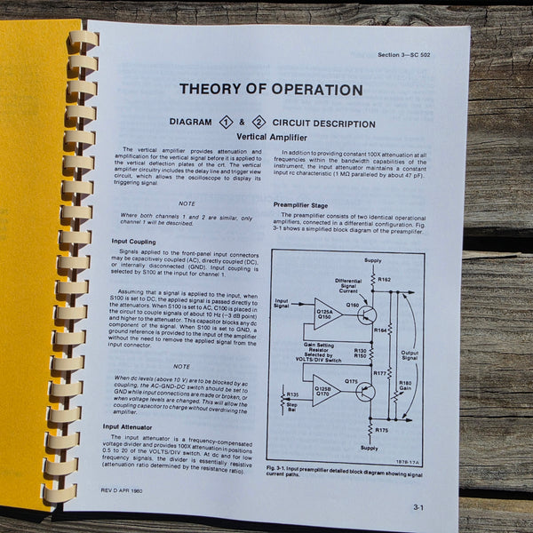 Tektronix SC502 Oscilloscope Instruction Manual, Complete, Clean, 070-1878-01