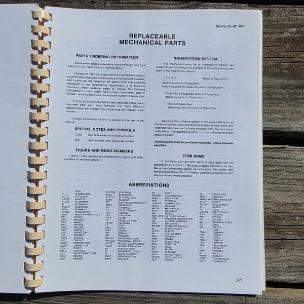 Tektronix SC502 Oscilloscope Instruction Manual, Complete, Clean, 070-1878-01