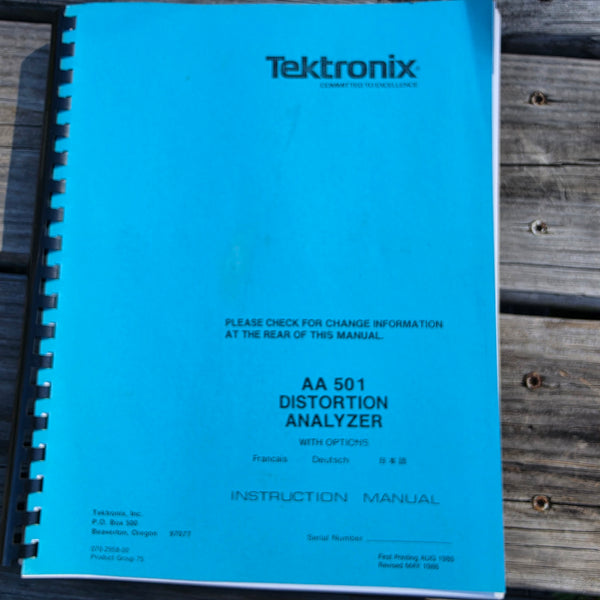 Tektronix AA501 Distortion Analyzer Instruction Manual, Clean