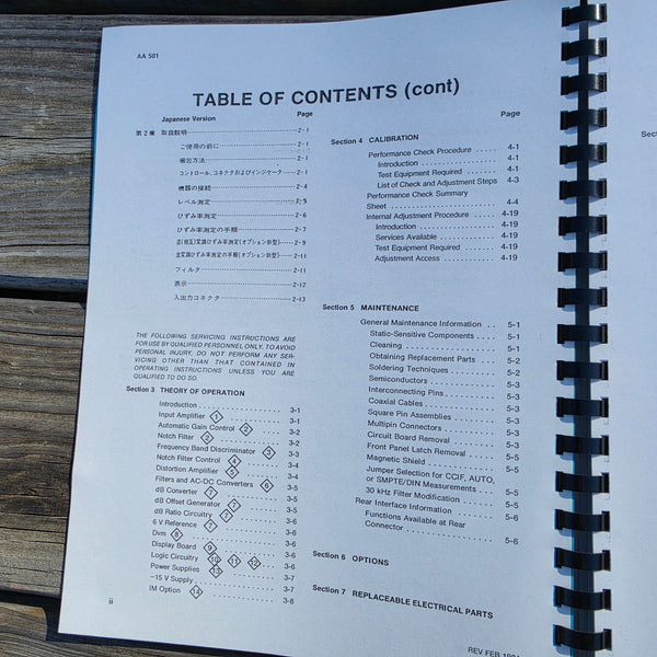 Tektronix AA501 Distortion Analyzer Instruction Manual, Clean