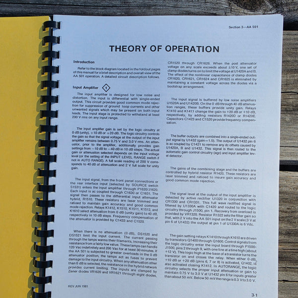 Tektronix AA501 Distortion Analyzer Instruction Manual, Clean
