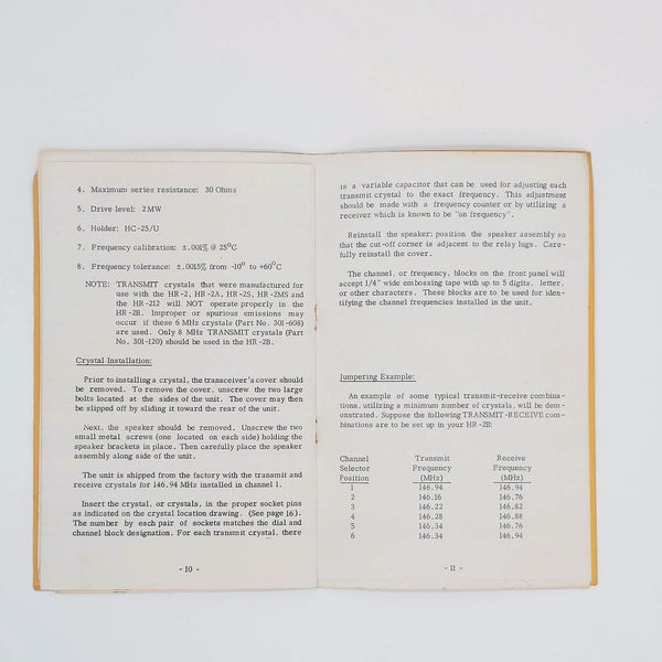 Regency HR-2B 2 Meter Transceiver Instruction Manual, 1973