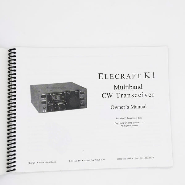 Elecraft K1 Transceiver Owner's Manual