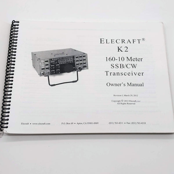 Elecraft K2 Transceiver Owner's Manual