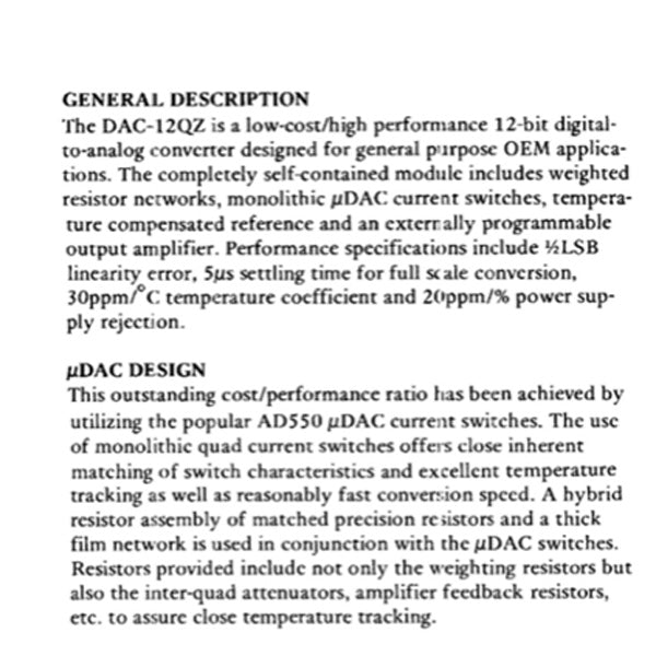 Analog Devices DAC 12QZ, 28 Pins, Digital To Analog Converter