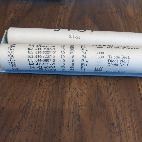 Hickok 547A Tube Data Roll, Dated 2-1-1951, Good Shape