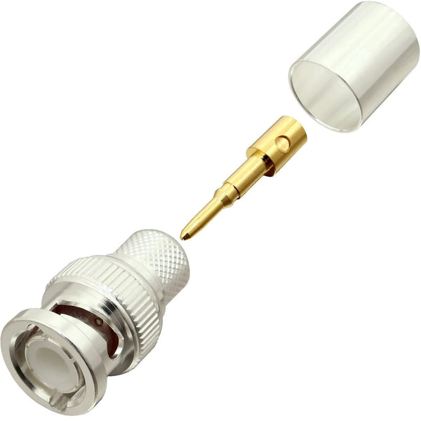 BNC Male Crimp Connector For RG-8, LMR-400, Other 0.390" And 0.405" OD Coax