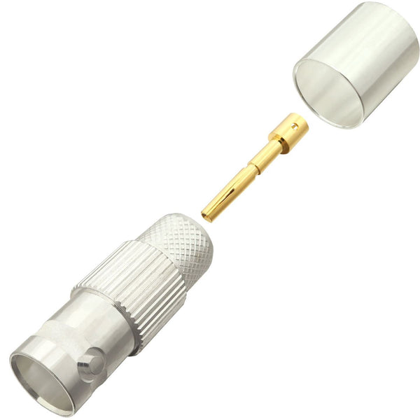 BNC Female Crimp Connector For RG-8, LMR-400, Other 0.405" OD Coax