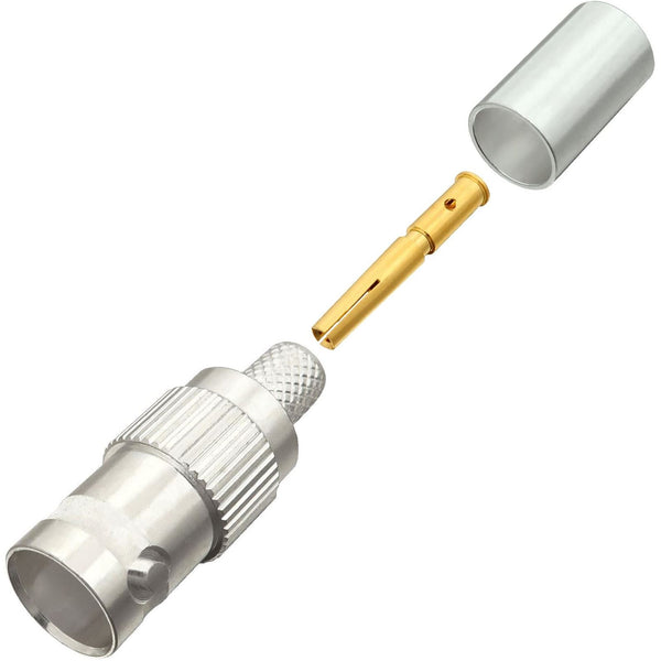 BNC Female Crimp Connector For RG-223, RG-8X, Other 0.240" OD Coax