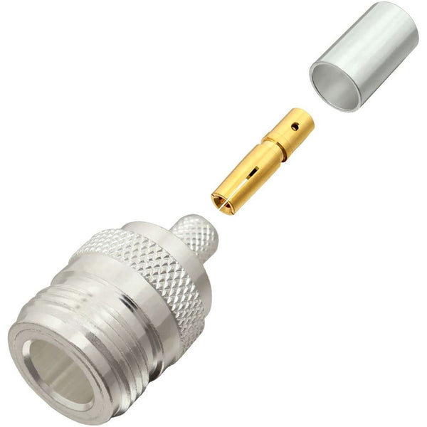 Type N Female Crimp Connector For RG-223, RG-8X, And Other 0.240" Diameter Coax