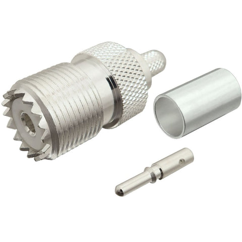 UHF Female (SO-239) Crimp Connector For RG-223, RG-8X, And Other 0.240" OD Coax