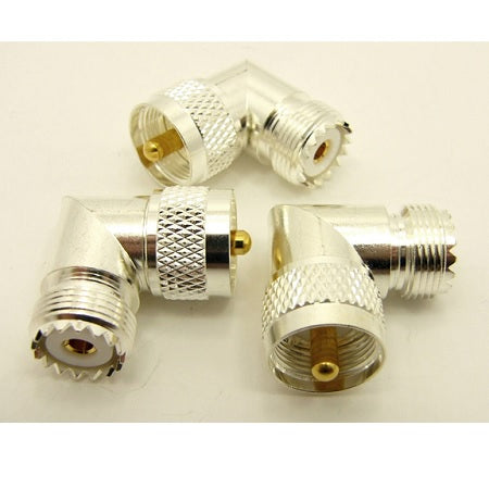 UHF Male (PL-259) To UHF Female (SO-239) Right Angle Adapter (Best Quality)