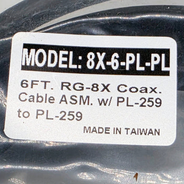 OPEK 6 Ft. RG-8X Coax Jumper, PL-259 Ends, WARRANTY