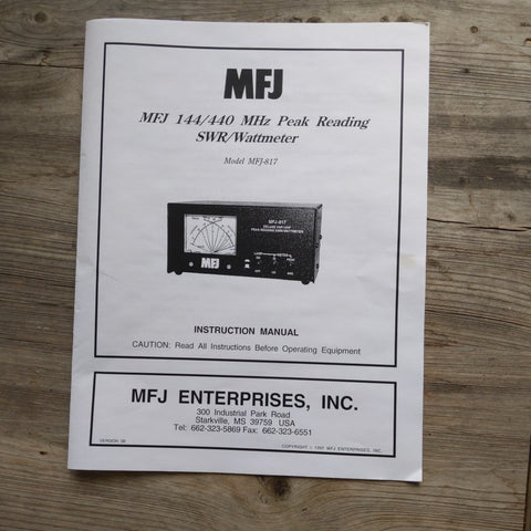 MFJ-817 Peak Reading SWR/Watt Meter Manual