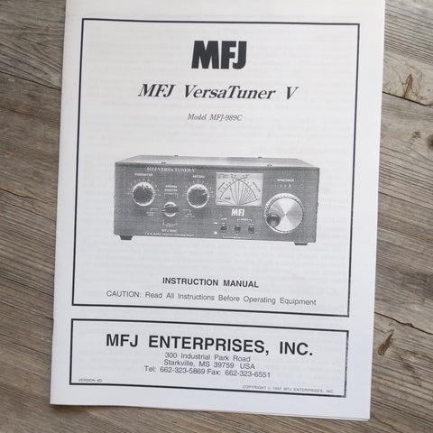 MFJ-989C Versa Tuner V Manual/Schematic