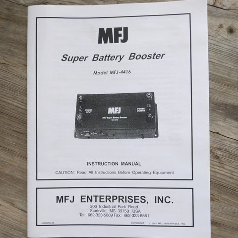 MFJ-4416 Super Battery Booster Manual/Schematic