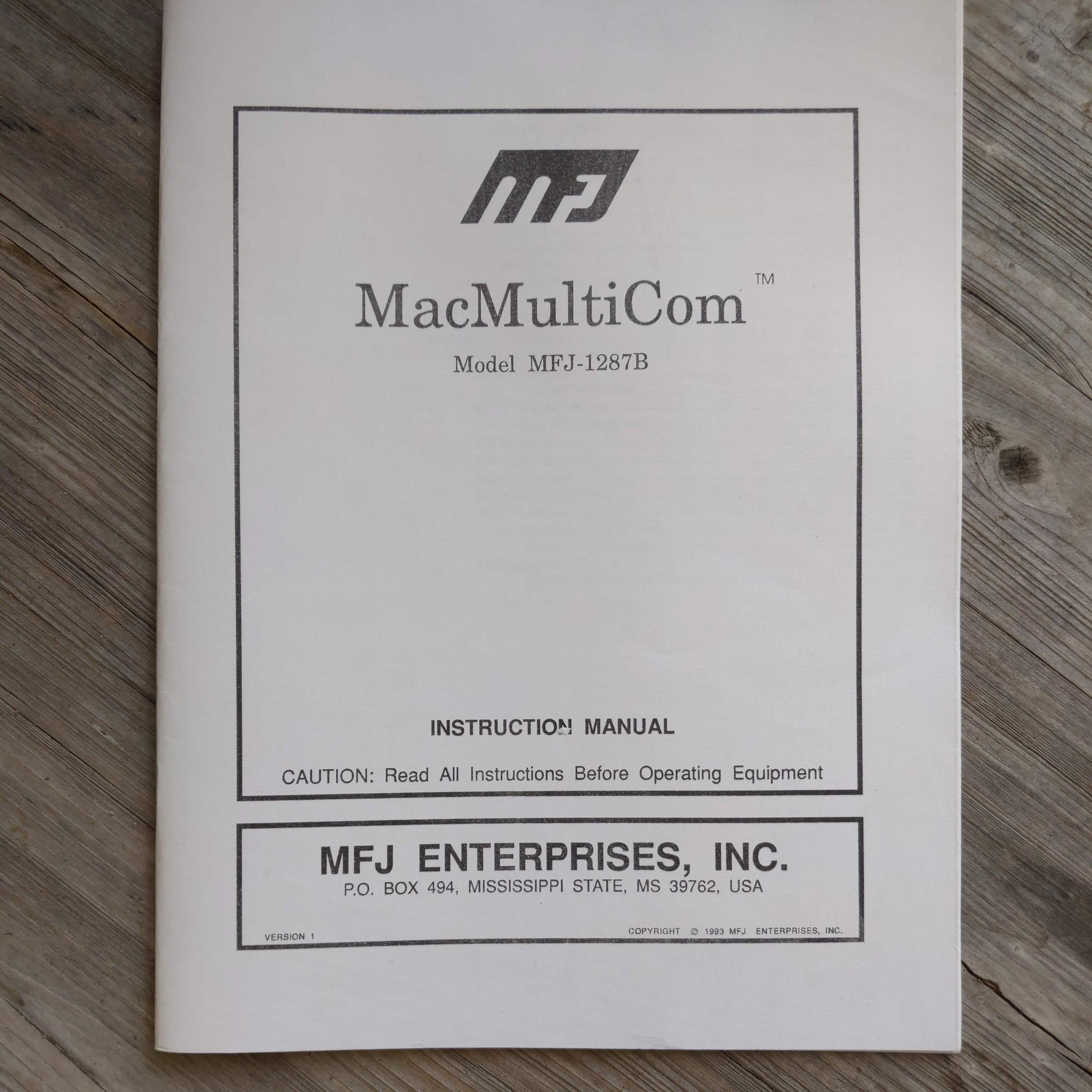 MFJ-1287B Mac Multi Com Manual