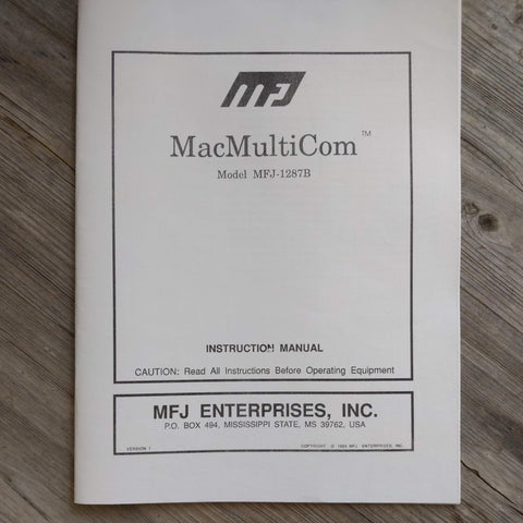 MFJ-1287B Mac Multi Com Manual