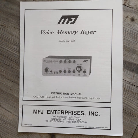 MFJ-432 Voice Memory Keyer Manual/Schematic