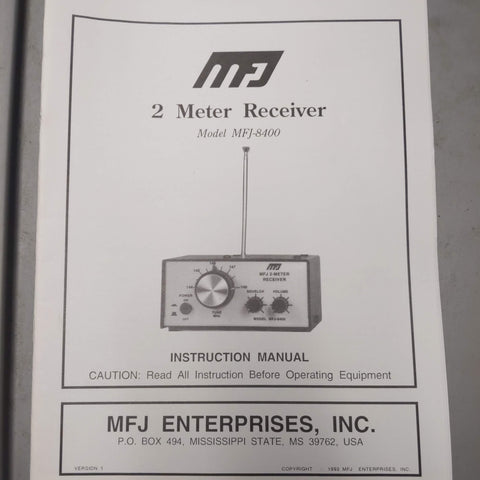 MFJ-8400 2 Meter Receiver Manual And Parts Layout Diagram