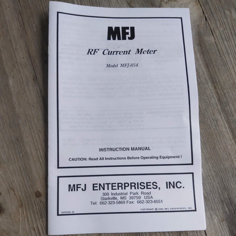 MFJ-854 RF Current Meter Instruction Manual