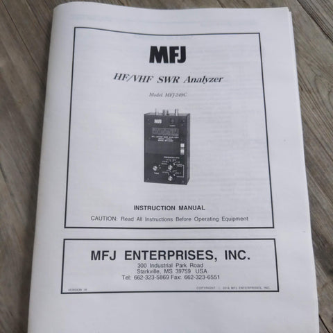 MFJ-249C SWR Analyzer Instruction Manual