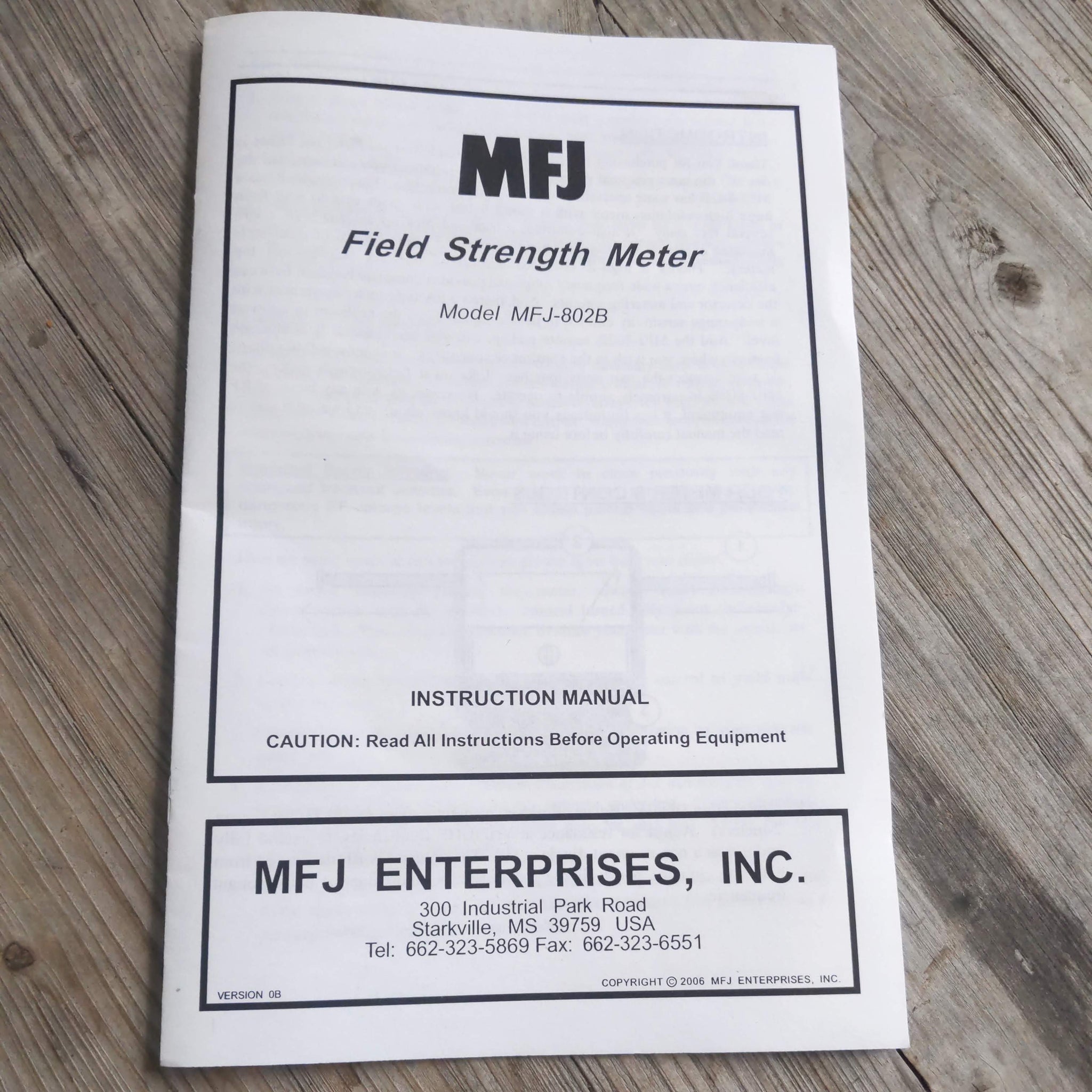 MFJ-802B Field Strength Meter Instruction Manual/Schematic