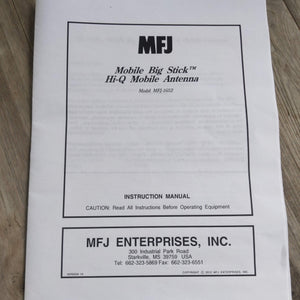 MFJ-1652 Mobile Big Stick Instruction Manual