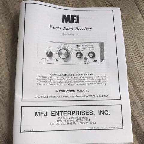 MFJ-8100K World Band Receiver Kit Instruction Manual