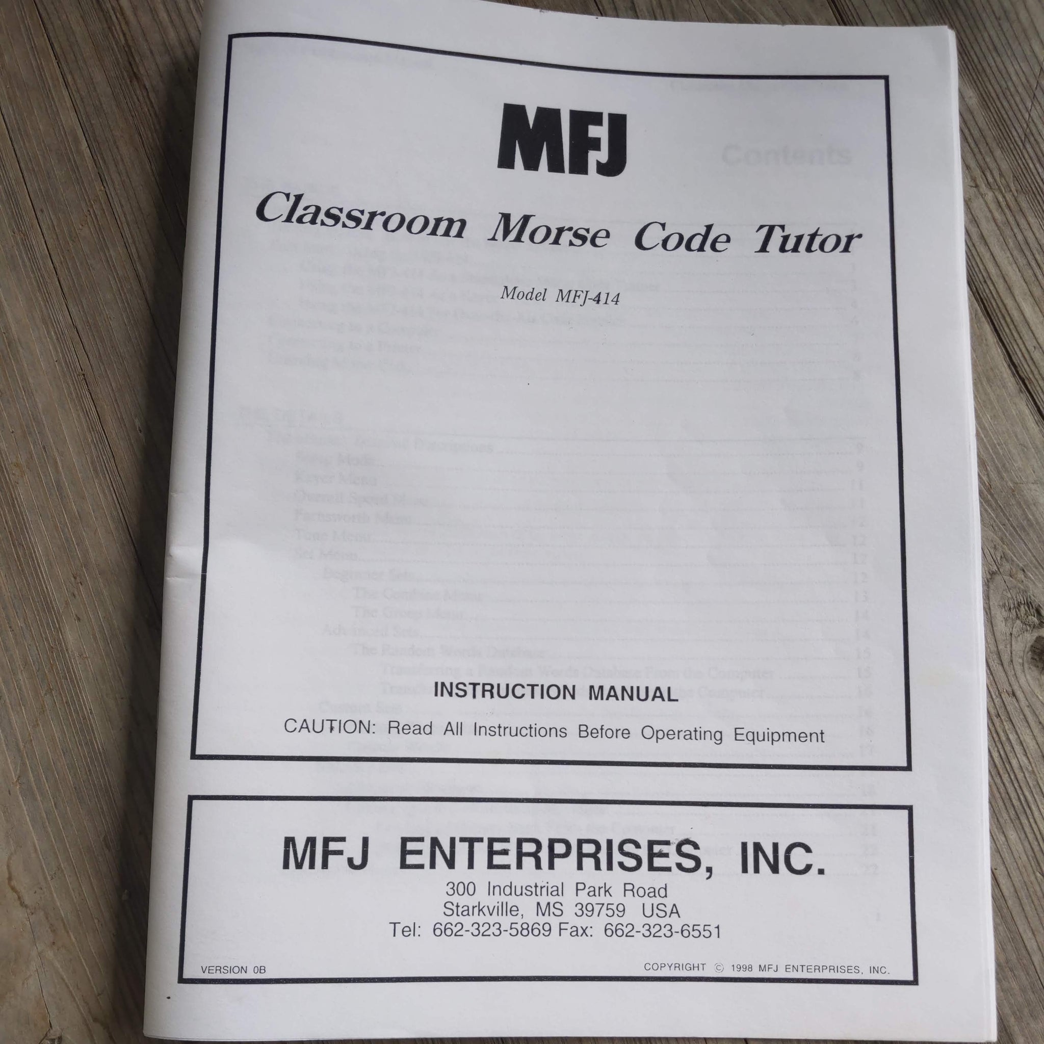 MFJ-414 Classroom Morse Code Tutor Manual/Schematic