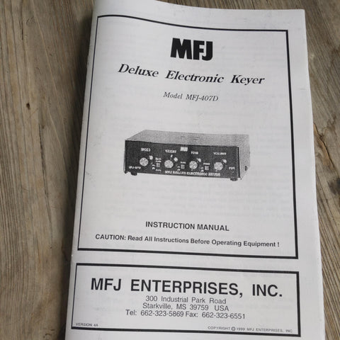 MFJ-407D Deluxe Electronic Keyer With Memory Manual/Schematic
