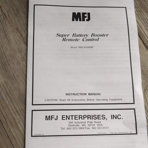 MFJ-4416BRC Supery Battery Booster Remote Control Manual