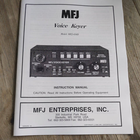 MFJ-434B Voice Keyer Manual/Schematic