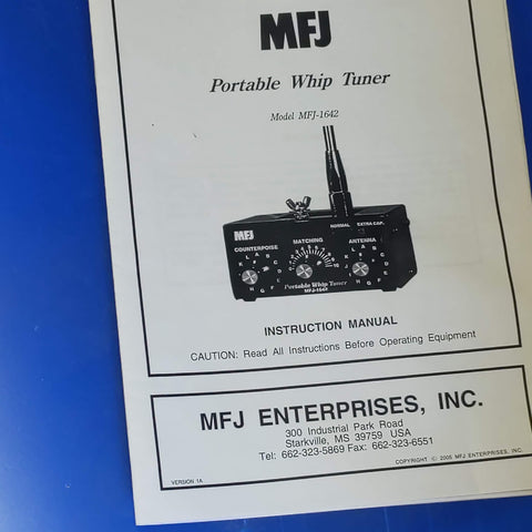MFJ-1642 Portable Whip Tuner Manual